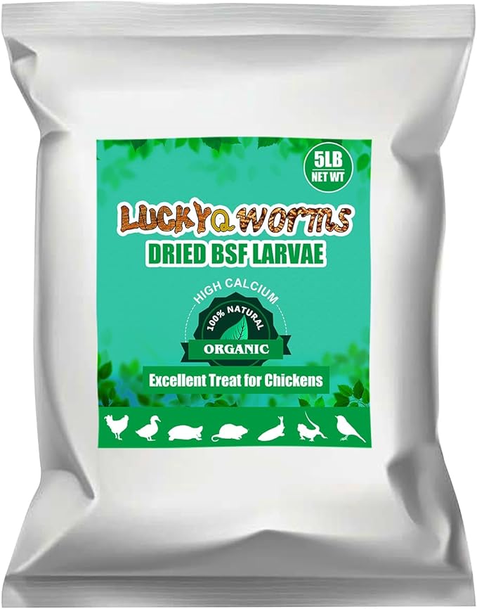 Dried Black Soldier Fly Larvae, 85X More Calcium Than Mealworms High-Protein BSF Larvae Chicken Treats Non-GMO BSFL for Chickens, Hens, Ducks, Wild Birds 5LBS-PurrikoPets