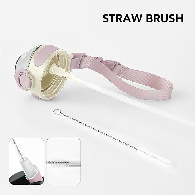 Enerbone 32 oz Insulated Water Bottle, Stainless Steel Bottle with Carrying Strap, Double-Wall Vacuum Insulation Design, Leakproof Sports Bottle with Straw, Keep Drinks Cold or Hot for Hours-PurrikoPets