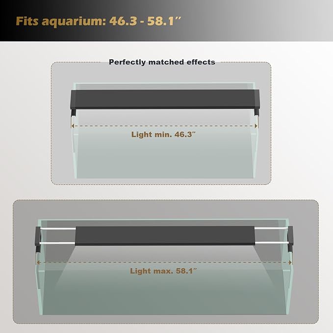 GLOWRIUM Smart Aquarium Light, Bluetooth + WiFi Dual Control Freshwater Fish Tank Light with App, Multi-preset Spectrum, Brightness Adjustable, Anti-Drop, Real Time Water Temperature Sensor (48-60 in)-PurrikoPets