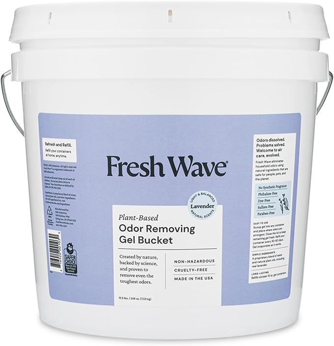 Fresh Wave Odor Removing Gel Bucket, 15.5 lb. (248 oz.) | Lavender Scent Refill | Odor Absorbers for Home | Safer Odor Relief | Natural Plant-Based Odor Eliminator | For Cooking, Trash & Pets-PurrikoPets