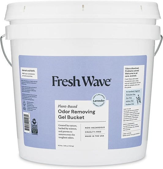 Fresh Wave Odor Removing Gel Bucket, 15.5 lb. (248 oz.) | Lavender Scent Refill | Odor Absorbers for Home | Safer Odor Relief | Natural Plant-Based Odor Eliminator | For Cooking, Trash & Pets-PurrikoPets