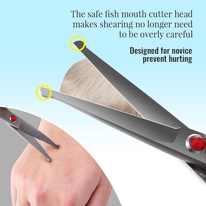 4.5" Dog Grooming Scissors - 3 Pcs Curved & Straight Thinning Shears for Small Dogs & Cats - Japan 440C Stainless Steel-PurrikoPets