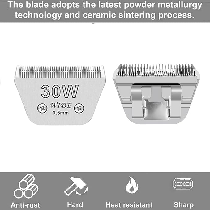 5PCS Wide Blades for Dog Grooming Blades Compatible with Andis Dog Clipper,Dog Clipper Blades for Oster A5,Wahl km10 Dog Clippers Stainless Steel for Animal Dog,Cat,Horse,Size:#10W+30W+4FW+5FW+7FW-PurrikoPets