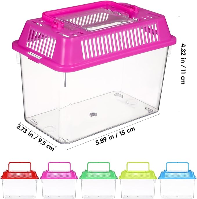 5pcs Small Fish Carrier with Breathable Lids, Portable Betta Fish Tank, Clear Breeding Boxes for Lizard, Turtle, Tarantula（Assorted Color）-PurrikoPets