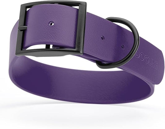 Dogline Biothane Waterproof Dog Collar Strong Coated Nylon Webbing with Black Hardware Odor- Proof for Easy Care Easy to Clean High Performance Fits Small Medium or Large Dogs, Violet Purple-PurrikoPets