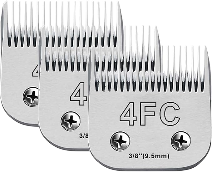 3Pack 4FC Blades for Dog Grooming Blades Compatible with Andis,Oster A5,Wahl km10 Dog Clippers,Detachable Dog Clipper Blade for Dog Cat Horse Animal,Size-#4FC, 3/8-Inch Cut Length (9.5mm)-PurrikoPets