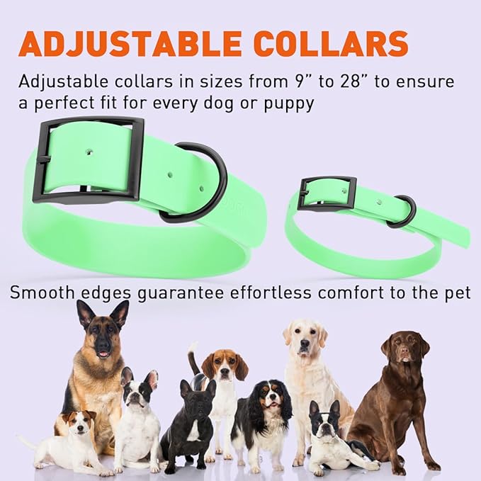 Dogline Biothane Waterproof Dog Collar Strong Coated Nylon Webbing with Black Hardware Odor- Proof for Easy Care Easy to Clean High Performance Fits Small Medium or Large Dogs, Sea Foam Green-PurrikoPets