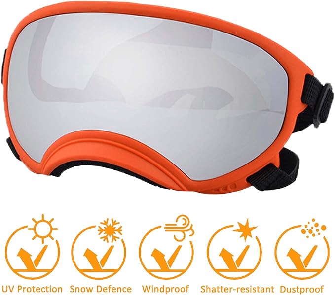 Dog Sunglasses, Large, UV Protection, Adjustable Strap, Soft Foam, Black-PurrikoPets