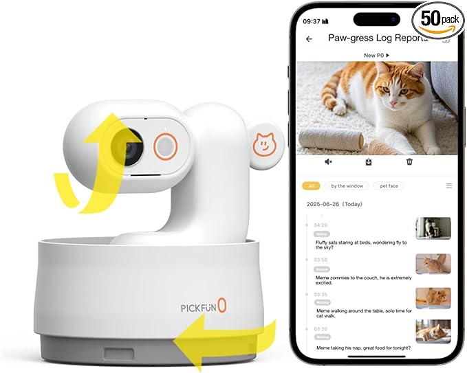 AI Dog Camera, Smart Security Camera Indoor with Phone App [Pet Recognition, Daily Activity Analysis & Motion Tracking] Cat Cam 5MP HD, 360° View, 2-Way Audio, Night Vision, 5G WiFi-PurrikoPets