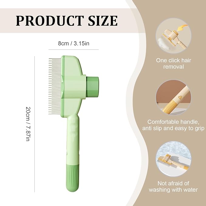 2-Pack Pet Hair Removal Comb & Flea Comb with Release Button for Cats & Dogs - Grooming Brush for Short/Long Hair Green & Yellow-PurrikoPets