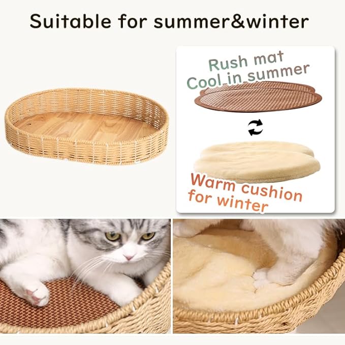 48'' Cat Tree for Large Cats, Modern Cat Tree Multi-Level Condo with Natural Wood, Cat Activity Centre for Medium and Big Pets (White LS02)-PurrikoPets