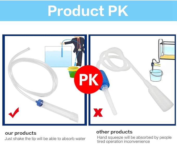 Fish Tank Siphon Cleaner Aquarium Siphon Tube, Aquarium Water Changer, Fish Tank Gravel Cleaner Aquarium Fish Tank Cleaner Aquarium Siphon, Long Nozzle Water Changer Aquarium Cleaning Tool-PurrikoPets