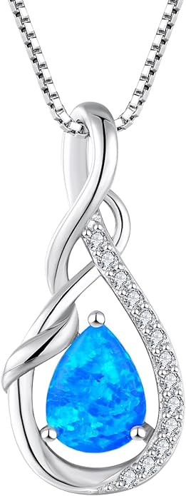 STARCHENIE Infinity Teardrop Pendant Necklace for Women 925 Sterling Silver Birthstone Jewelry
