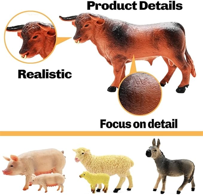 3 Pack Farm Toy Tractor with 40pcs Plastic Animals Figurines and Fence Playset, Farm Figures Farmer Vehicle Toy Truck with Trailer for 3-12 Years Old Kids Boys Girls Toddlers-PurrikoPets