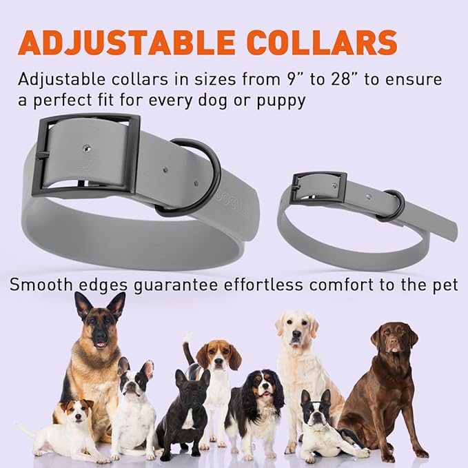 Dogline Biothane Waterproof Dog Collar Strong Coated Nylon Webbing with Black Hardware Odor- Proof for Easy Care Easy to Clean High Performance Fits Small Medium or Large Dogs, Battleship Gray-PurrikoPets