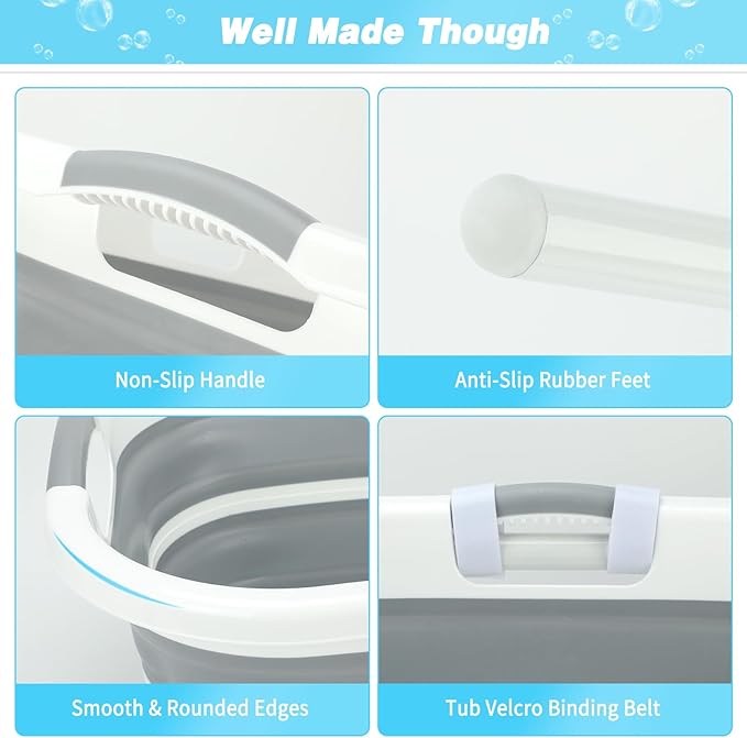 FHTONGE Elevated Dog Bathtub Grooming Station with Drain Adjustable Collar, 2 in 1 Collapsible Dogs Beautify Bathtub Portable Pet Washing Station, Pet Tub for Small Medium Dog Cat Shower Hairdressing-PurrikoPets