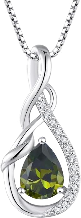 STARCHENIE Infinity Teardrop Pendant Necklace for Women 925 Sterling Silver Birthstone Jewelry