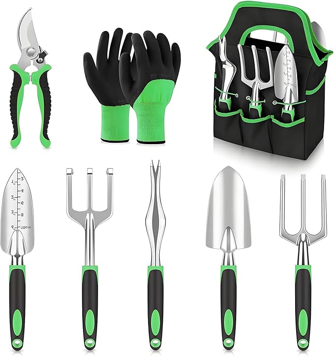 8-Piece Heavy-Duty Gardening Tools with Ergonomic Handles and Storage Bags Make A Wonderful Gift for Parents-PurrikoPets