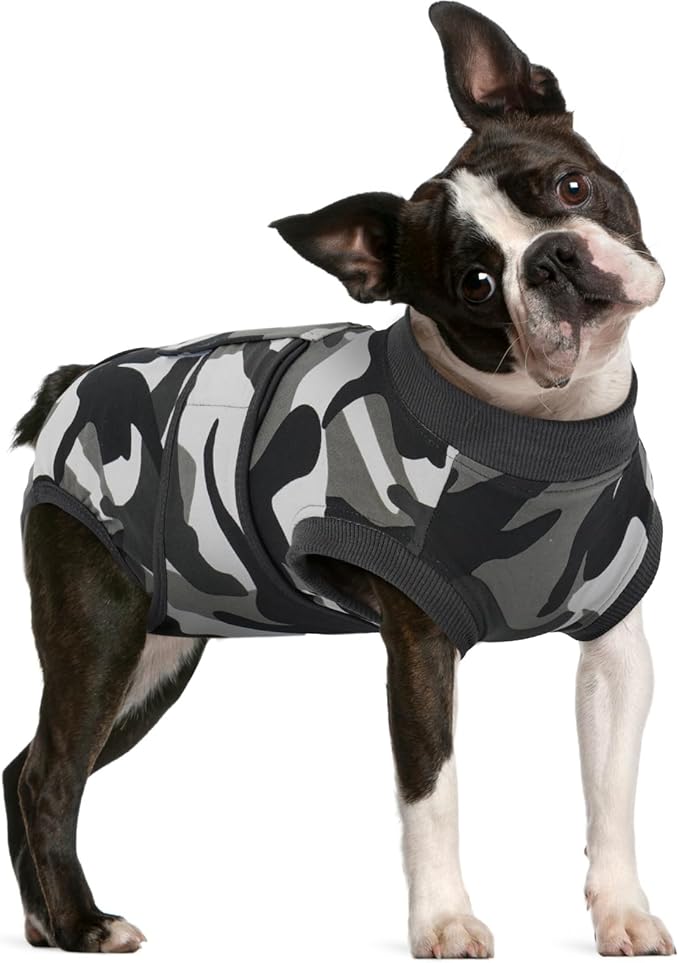FUAMEY Dog Recovery Suit Male,Dogs Surgery Neuter Suits Puppy Spay Shirts for Female Protect Dog's Skin Anti Licking Abdominal Wounds Doggie Onesie Pet Bodysuit Alternative to Cone Grey Camouflage M-PurrikoPets