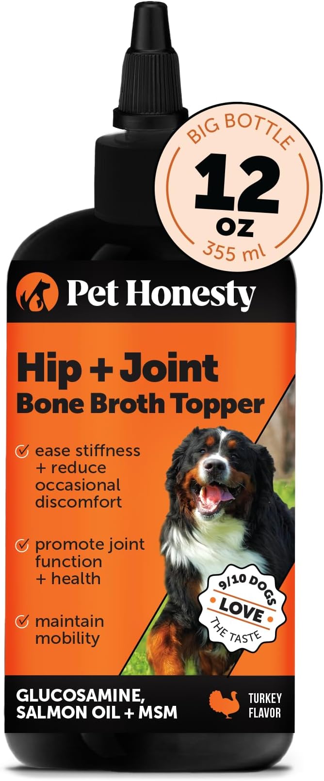 Dog Joint Supplement with Salmon Oil for Dogs - Ease Stiffness, Reduce Discomfort & Support Joint Mobility Liquid Supplement, Dog Food Topper Bone Broth with Glucosamine for Dogs (12 oz)-PurrikoPets