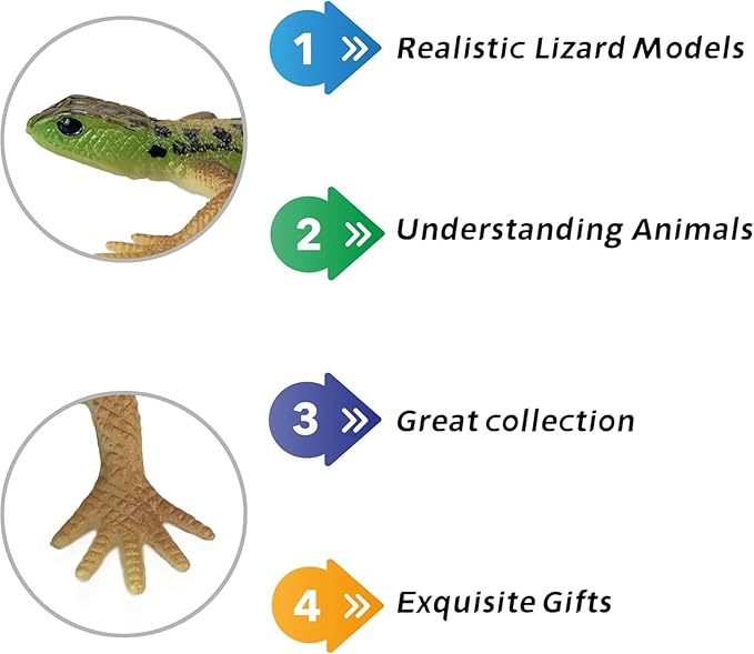 12PCS Mini Lizard Figurines Set – Small Realistic Reptile Toys, Soft Plastic Animal Models for Kids Learning, Party Favors, Diorama Decorations, and Collectors-PurrikoPets