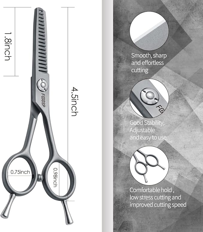 4.5" Thinning Shears for Dogs Grooming Face with Safety Round Tip for Small Dogs Face Paw Ears Trimmer Professional Small Cat Grooming Scissors (4.5" Blender, Gray)-PurrikoPets