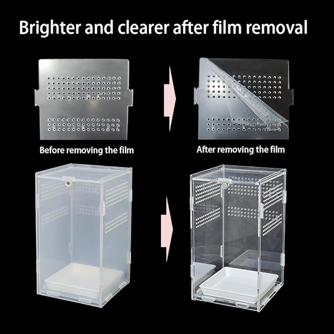 Acrylic Jumping Spider Enclosure,Reptile Enclosure,Bug Habitat, for Small Tree Dwelling Reptiles,Arboreal Tarantula Enclosure, Spider Terrarium Kit,Plastic Terrarium(4.7" X 4.7" X 8")-PurrikoPets