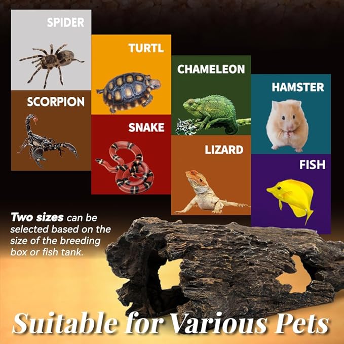 Fish Tank Decorations - Large Aquarium Decorations Air Bubbler Tree Fish House for Betta Hideout Caves Buddha Decor Temple Ruins Arched Betta Fish Accessories Reptile House Shelter Decor (Wood A-M)-PurrikoPets