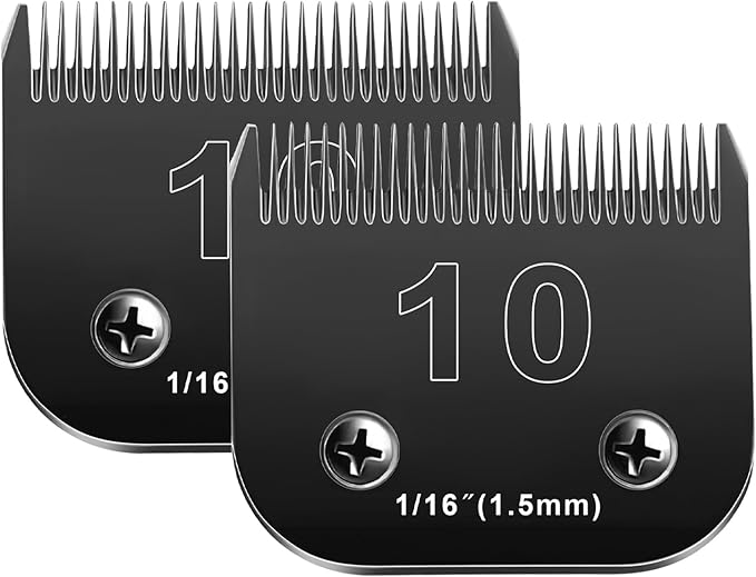 10 Blades Dog Grooming Blades Compatible with Andis/Oster A5/Wahl KM-10 Series Dog Clippers,Detachable Clipper Replacement Blade,Black,Size 10 Blade 1/16" (10#/2PCS)-PurrikoPets