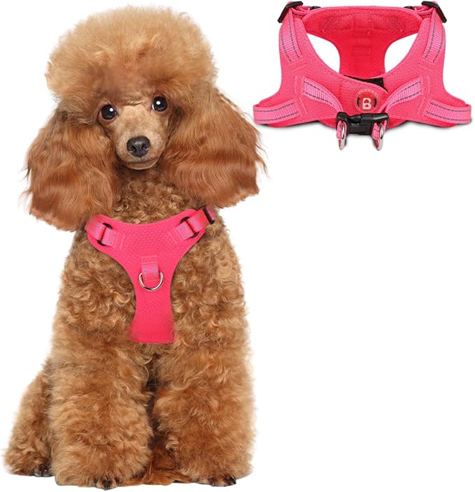 Dog Harness Step in Dog Vest Harness, Reflective Adjustable Puppy No Pull Harness Breathable Soft for Small and Medium Dogs Cats, Pink, XS-PurrikoPets