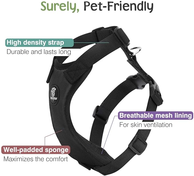 Dog Seat Belt, Safety Vest Dog Car Harness with Adjustable Buckle Dog Seat Belt for Vehicle Nylon Pet Safety Seat Belts Heavy Duty(XL, Black)-PurrikoPets
