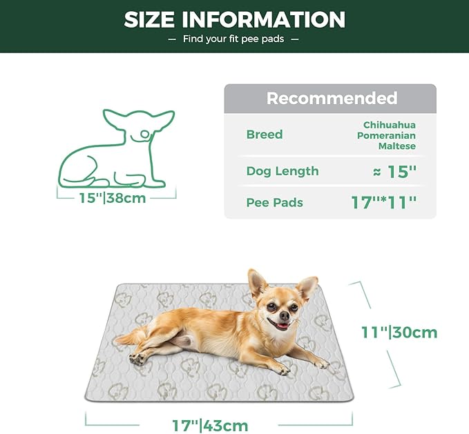 FXW Washable Pee Pads for Dogs, Puppy Pads with Super Absorbent, Specifically Designed for 18inch Cages, 17" × 11" Rectangle, Khaki, 2 Packs-PurrikoPets