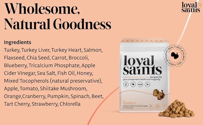 Freeze Dried Raw Dog Food - Premium Turkey and Salmon Flavor with High Protein and Grain Free Dog Food for All Breeds and Picky Eaters - Versatile as Meal Topper, Snack, and Treats, 5 Oz-PurrikoPets