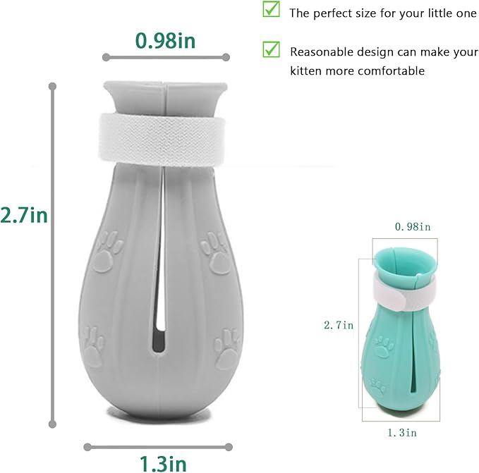 4 Pieces Cat Scratch Cover for Nursing Rehabilitation Cat Boots for Cats Only, Adjustable Cat Bathing Gloves (Grey)-PurrikoPets