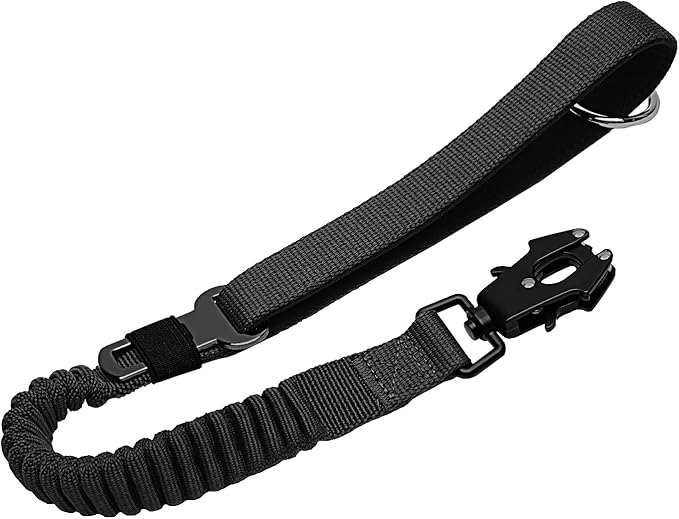 20” Strong Short Leash for Dog, Heavy Duty Bungee Dogs Leash with Padded Handle Car Seatbelt, Small Dog Training Leashs for Large or Medium Dogs - Can be Used with Other leashes (Black)-PurrikoPets