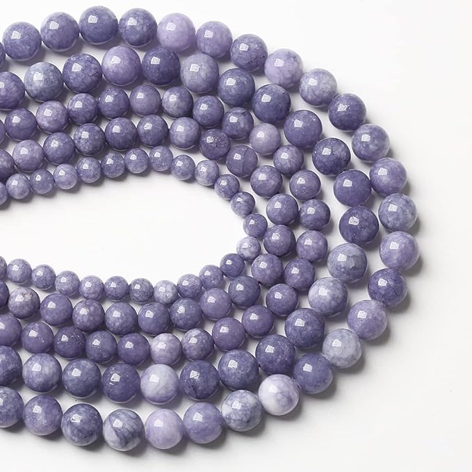 10mm 38pcs Natural Purple Angelite Stone Beads Lavender Gemstone Round Loose Beads for Jewelry Making DIY Bracelet Necklace Earrings