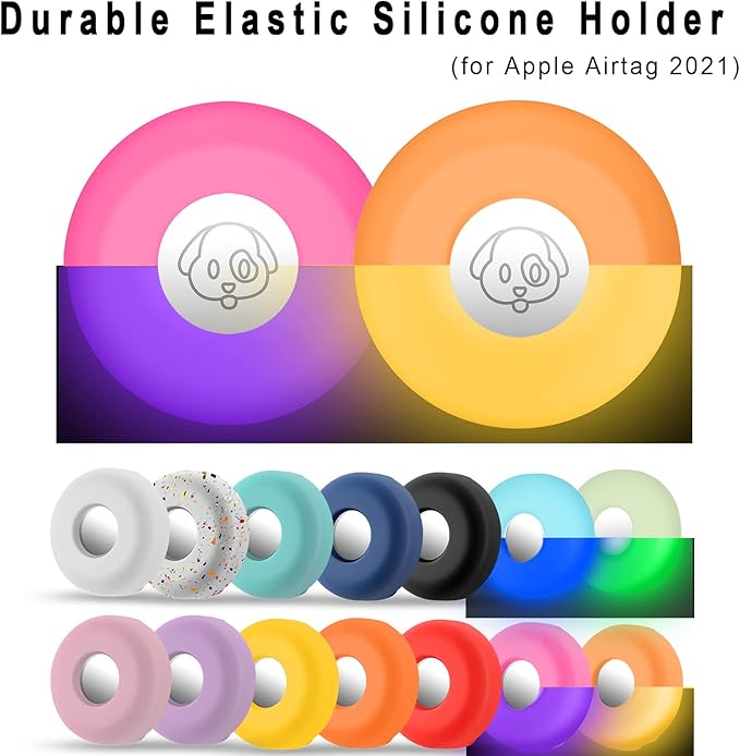 Airtag Holder for Dog Collar, Cibaabo Silicone Air Tag Case Cover Compatible with Apple Airtags for 0.8-1.2inch Cat Pet Collar Harness Loop-PurrikoPets