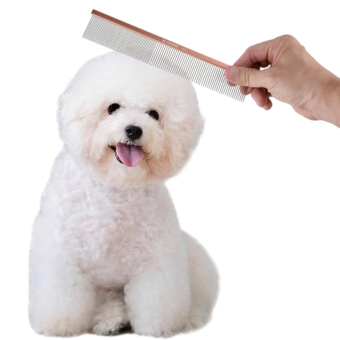 2-in-1 Greyhound Comb for Dogs, Meler Greyhound Comb (Half Curved/Coarse), 86 Stainless Steel Pins Dog Comb, Aluminum 24.5cm Handle, Lightweight, Remove Dogs’ Eye Debris, Fur Tangle Free-PurrikoPets