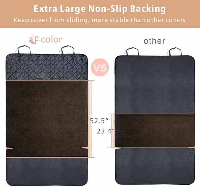 F-color SUV Cargo Liner for Dogs, Water Resistant Pet Cargo Cover Dog Seat Cover Mat for SUVs Sedans Vans with Bumper Flap Protector, Non-Slip, Large Size Universal Fit, Khaki-PurrikoPets