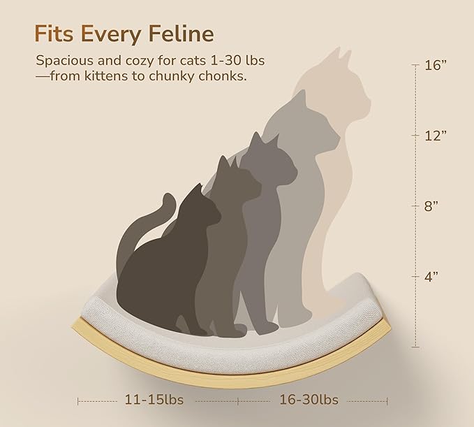 4-Piece Cats Wall Furniture with Cat Window Perch – Wood Wall Mounted Cat Shelves Set with Foam-Padded Curved Bed, Flat Perch & 4-Step Cats Stairs-PurrikoPets
