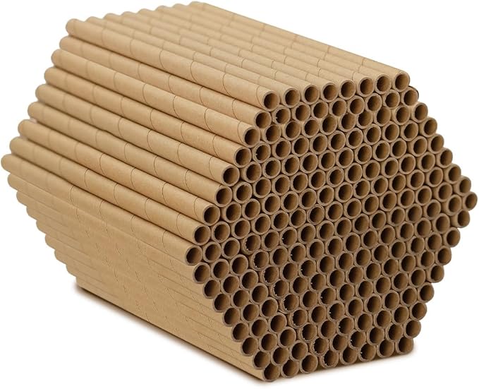 200pcs Cardboard Bee House Nesting Tubes - 6" Long X 5/16" Diameter Tube for Mason Solitary Bees - for Filling Insect Hotels and Bug Houses-PurrikoPets