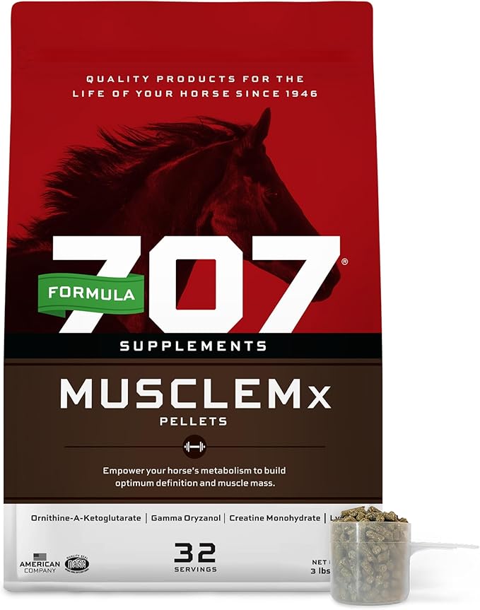 Formula 707 MuscleMx Equine Supplement, 3lb Bag – Conditioning Support and Muscle Builder for Horses with Lysine, Gamma Oryzanol, Creatine & OKG-PurrikoPets