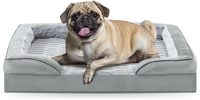 FURTIME Orthopedic Dog Bed for Small Dogs - Waterproof Dog Sofa Beds Small, Supportive Foam Pet Couch Bed with Removable Washable Cover, Waterproof Lining and Nonskid Bottom, Light Grey-PurrikoPets