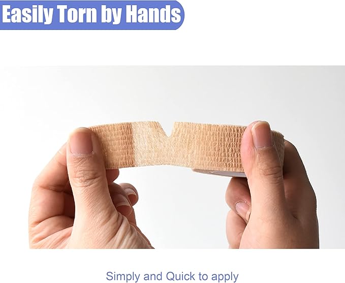 9 Pack 1" x 5 Yards Self Adhesive Bandage Wrap Self Stick Wrap for Ankle, Wrist, Finger, Sports, Breathable Cohesive Vet Tape for Pets (Skin Color)-PurrikoPets