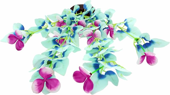 16 Inch Aquarium Fish Tank Plant Betta Fish Tank Decor,2 Pack Silk Aquarium Plants for Aquarium Decoration (White-Blue)-PurrikoPets