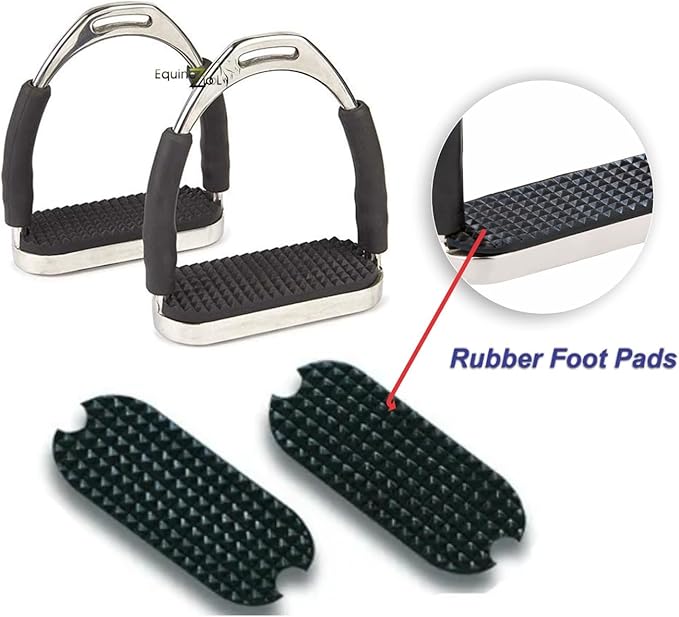 Flex Stainless English Saddle Stirrups Iron Pads Knee Ankle Stress Pain Relief-PurrikoPets