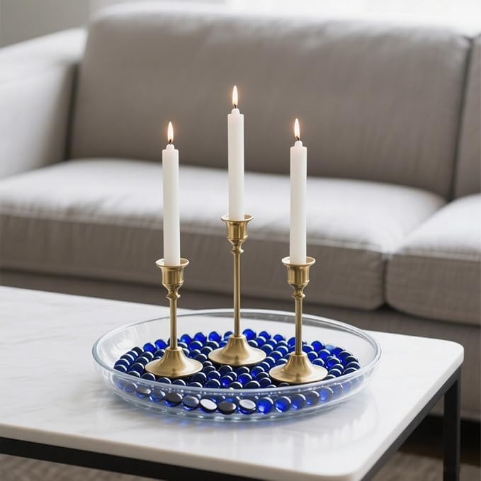 2.16LB Glass Beads Vase Filler Aquarium Gravel Decor Flat Glass Marbles Gems Pebbles Fish Tank Rocks Home Decorative Art Craft - Cobalt Blue-PurrikoPets