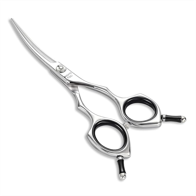 Dog Grooming Scissors 5'' Small Curved Pet Shears Super Light Professional 440C Stainless Steel Pet Shears for Trimming Face and Paws Nose Ear Easy Use.-PurrikoPets
