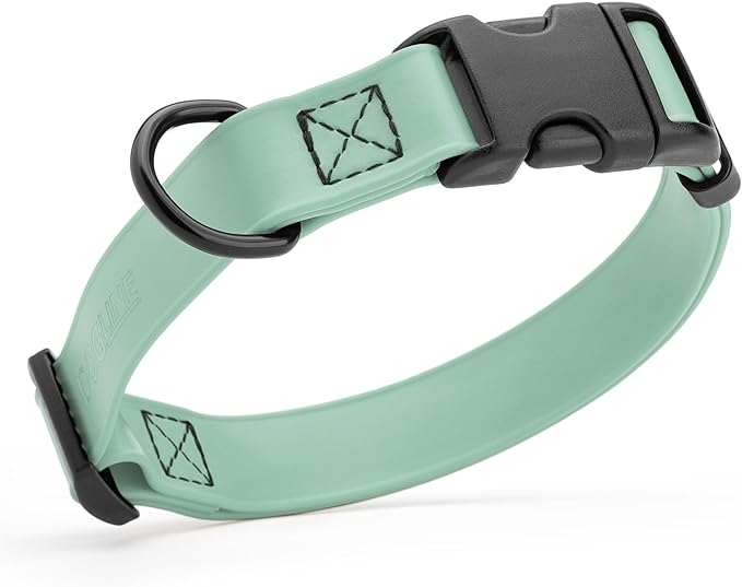 Dogline Biothane Waterproof Dog Collar with Quick Release Buckle Strong Coated Nylon Webbing with Odor- Proof for Easy Care Easy to Clean Fits Small Medium Large Dogs, Sage Green 1" W 15-23" L-PurrikoPets