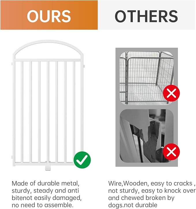 2 Panles Full Matel Freestanding Dog Gates with Door, 48"Extra Wide 36"Tall Free Standing Dog Pet Gate for Indoor & Outdoor. Foldable Pet Fences for Doorways, House, Stairs, Porch, Deck, Yard-PurrikoPets